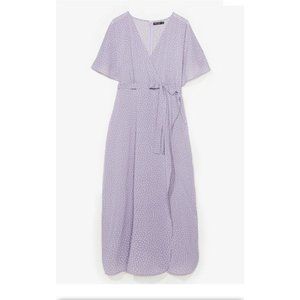 Nasty Gal Womens Micro Spot Split Hem Maxi Wrap Dress Purple Size 18 B23